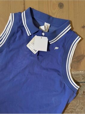 NWT Fabletics Royal Blue Sleeveless Polo Tank with White Trim